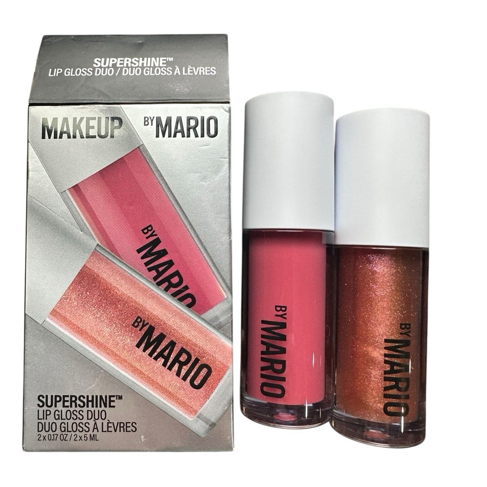 Makeup by Mario Hydrating SuperShine Lip Gloss Duo Gift Set Lot Rose Gold Glaze